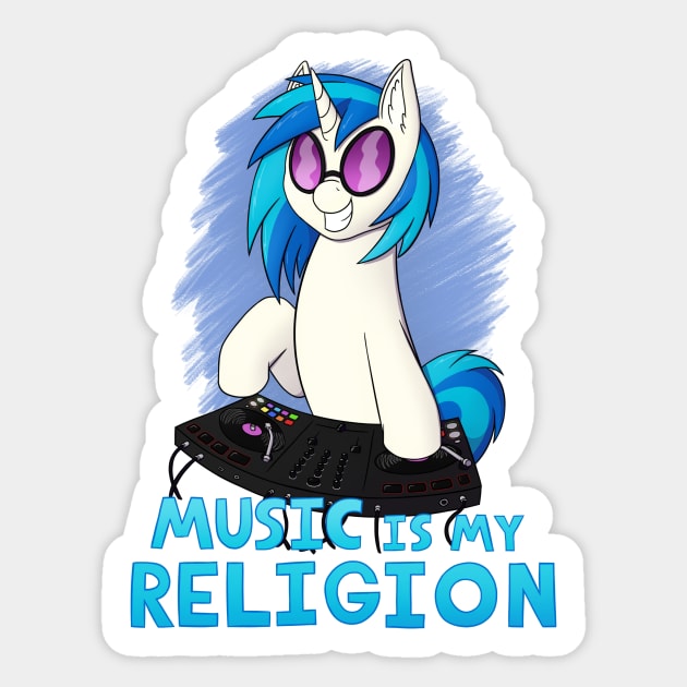 Music is my Religion (Vinyl Scratch) Sticker by Heartbeat Unicorn
